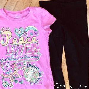 Super cute pink sparkle shirt and heart black leggings outfit set kids 7…